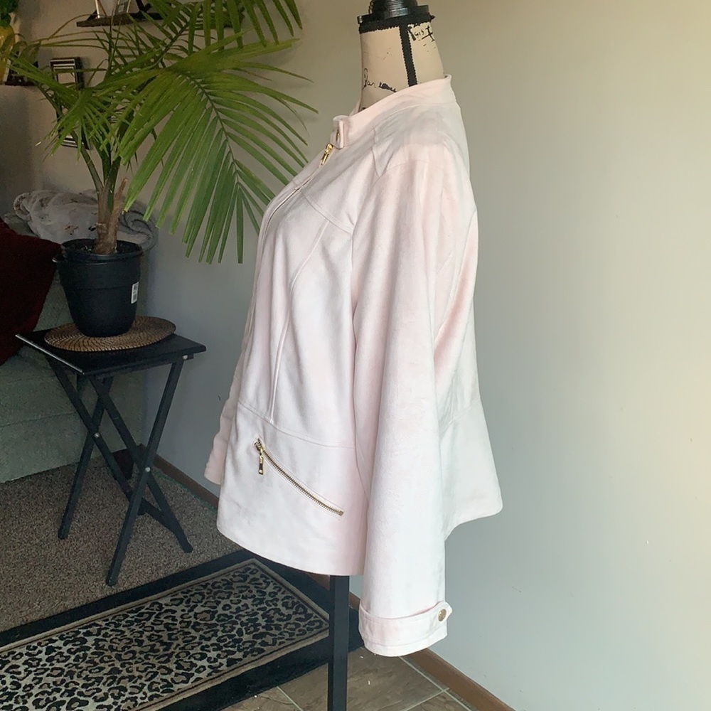 Christopher & Banks Moto Jacket Faux Suede Pale Pink XL - Picture 7 of 13